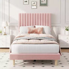 Base de cama con cabecero ajustable, base de cama de plataforma tapizada, soporte de listones de madera, no necesita somier