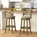 Costway Swivel Bar Stools Set of 2/4, 30 Inch Bar Height Chairs with Backrests and Wood Frame