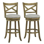 Taburetes giratorios de bar, sillas de 76 cm de altura con respaldo y estructura de madera