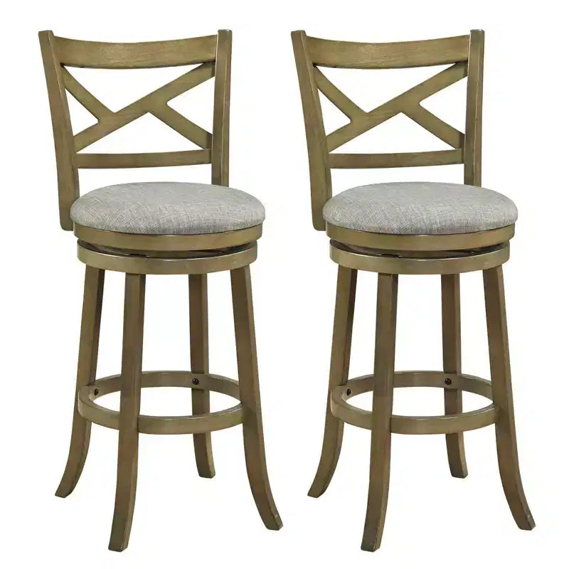 Taburetes giratorios de bar, sillas de 76 cm de altura con respaldo y estructura de madera