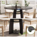 Mesa de comedor redonda de 47 pulgadas para 4 a 6 personas, mesa de cocina moderna de estilo rústico con estante de almacenamiento y patas ajustables para comedor