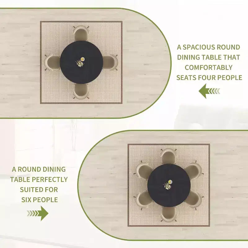 Mesa de comedor redonda de 47 pulgadas para 4 a 6 personas, mesa de cocina moderna de estilo rústico con estante de almacenamiento y patas ajustables para comedor