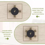 Mesa de comedor redonda de 47 pulgadas para 4 a 6 personas, mesa de cocina moderna de estilo rústico con estante de almacenamiento y patas ajustables para comedor