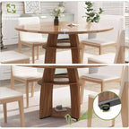 Mesa de comedor redonda de 47 pulgadas para 4 a 6 personas, mesa de cocina moderna de estilo rústico con estante de almacenamiento y patas ajustables para comedor