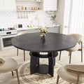 47 Inch Round Dining Table for 4 to 6, Modern Farmhouse Kitchen Table with Storage Shelf and Adjustable Feet for Dining Room