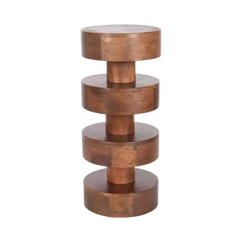 Kate and Laurel Omar Round Drink Table, Walnut Brown, 9x9x20