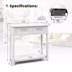 Mesa Consola de Acento Mesa de Sofá para Entrada/Vestíbulo Estante de Almacenamiento con 2 Cajones Negro/Blanco