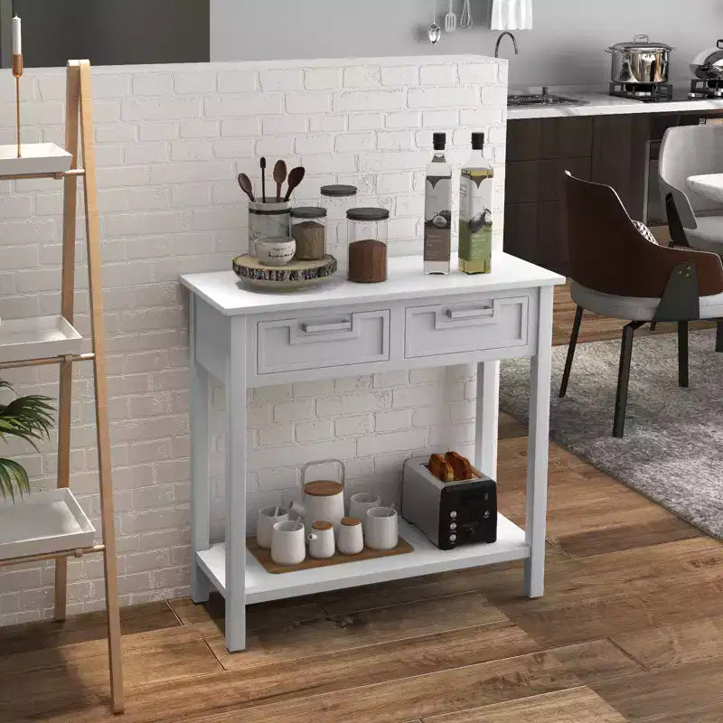 Mesa Consola de Acento Mesa de Sofá para Entrada/Vestíbulo Estante de Almacenamiento con 2 Cajones Negro/Blanco