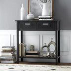 Mesa Consola de Acento Mesa de Sofá para Entrada/Vestíbulo Estante de Almacenamiento con 2 Cajones Negro/Blanco