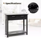 Mesa Consola de Acento Mesa de Sofá para Entrada/Vestíbulo Estante de Almacenamiento con 2 Cajones Negro/Blanco