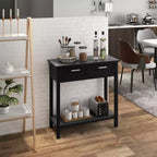 Mesa Consola de Acento Mesa de Sofá para Entrada/Vestíbulo Estante de Almacenamiento con 2 Cajones Negro/Blanco