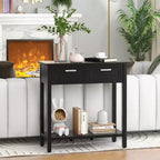 Mesa Consola de Acento Mesa de Sofá para Entrada/Vestíbulo Estante de Almacenamiento con 2 Cajones Negro/Blanco