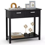 Costway Accent Console Table Entryway Sofa Foyer Table Storage Shelf with 2 Drawers Black/White