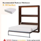 Cama de pared Murphy con luz LED y estación de carga, cama tipo armario plegable con resortes de gas