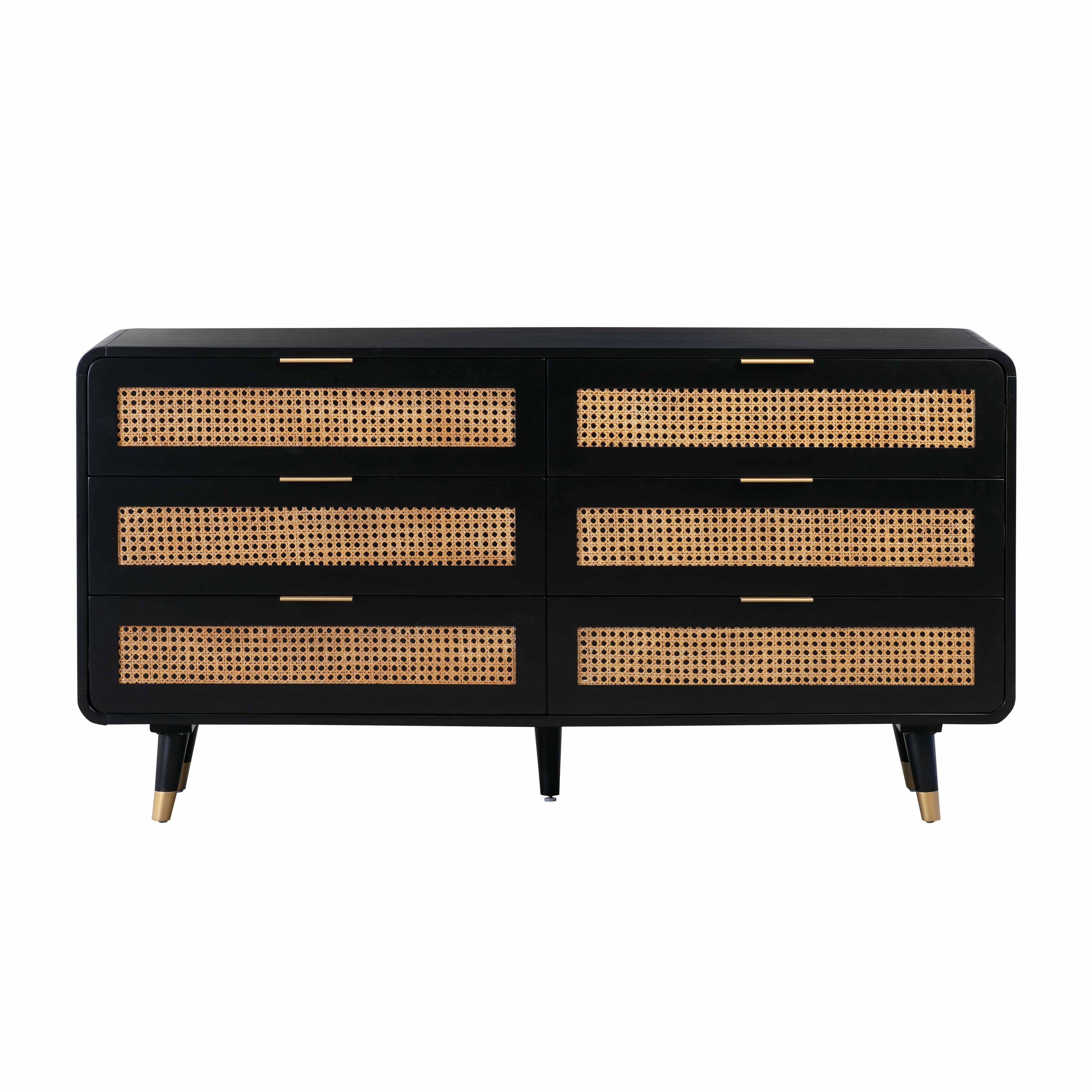 Christine 62 Black 6-Drawer Dresser