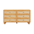 Grappa 62 Natural Wood & Raffia Wavy 6-Drawer Dresser