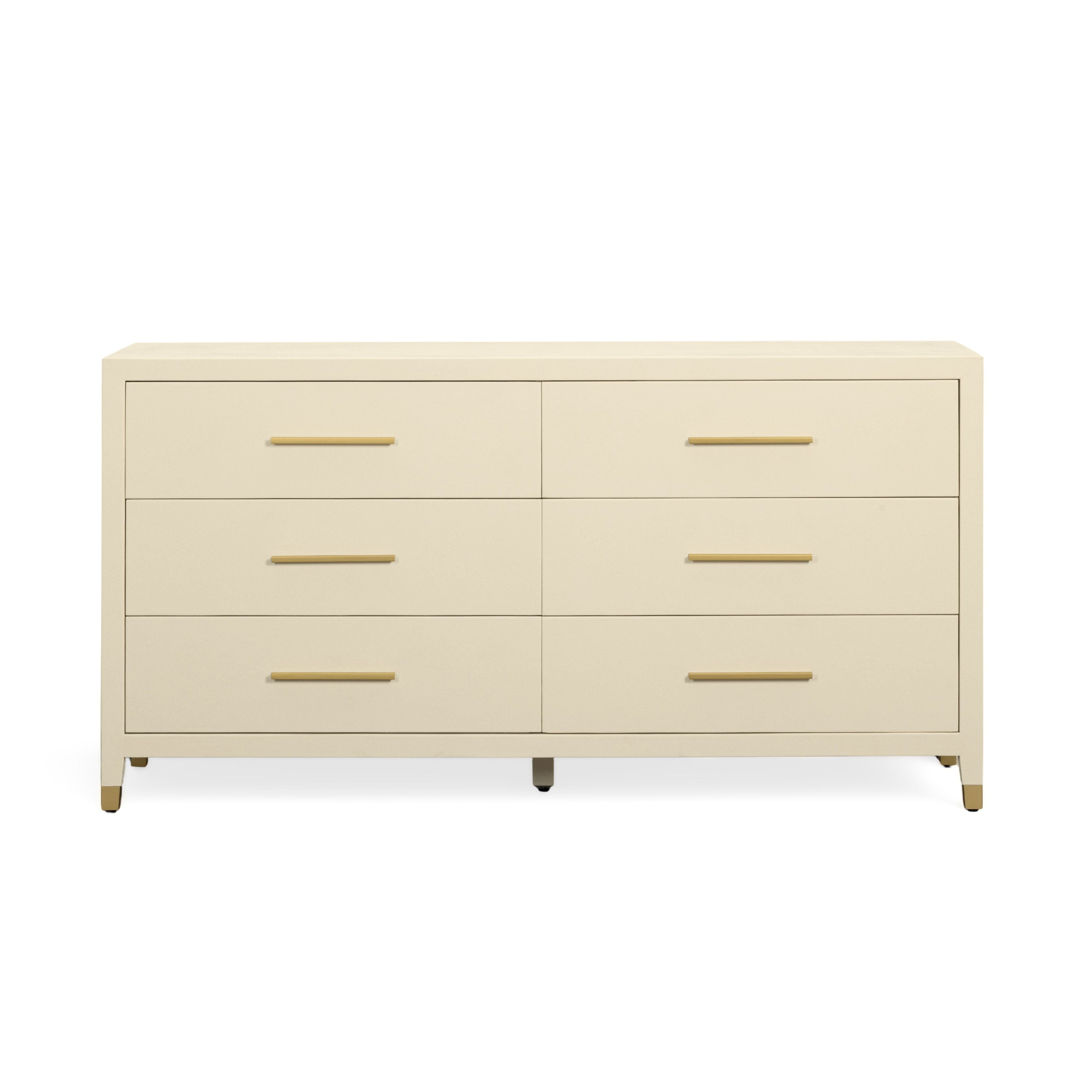 Dani 62 Cream Faux Shagreen 6-Drawer Dresser