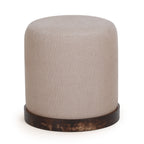 Como Burl and Saddle Brown Cotton Jute Contract-Grade Accent Stool