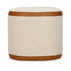Huche Cotton Jute and Vegan Leather Oval Contract-Grade Pouf