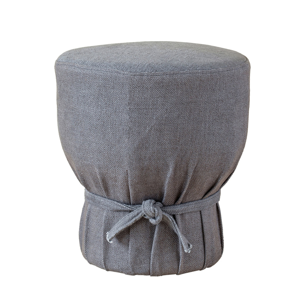 Elsie Grey Linen Upholstered Pouf