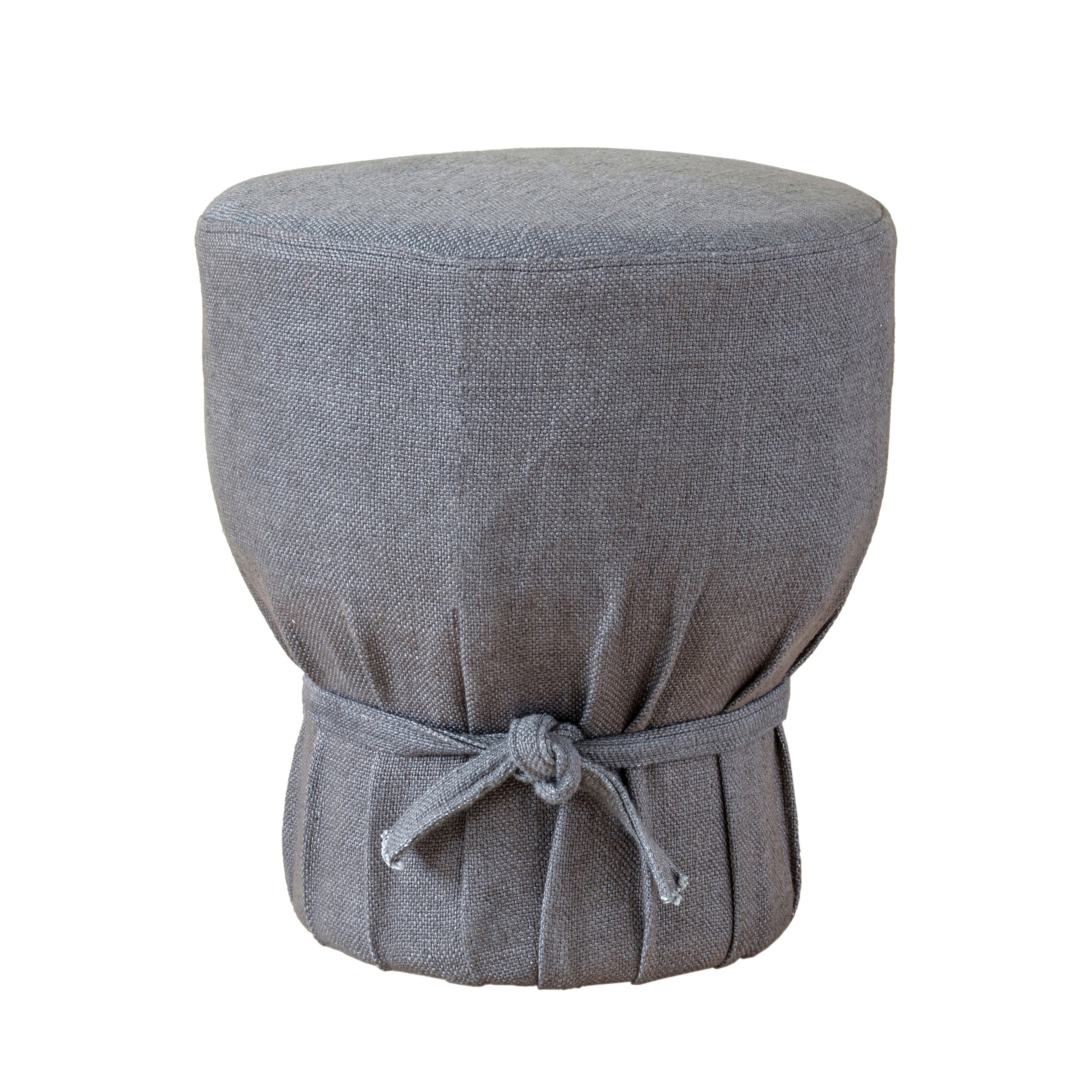 Elsie Grey Linen Upholstered Pouf