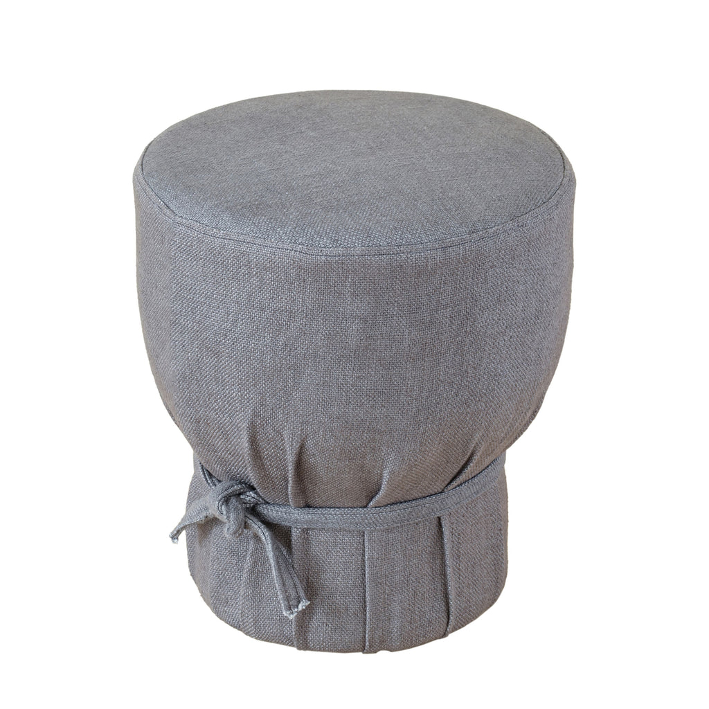 Elsie Grey Linen Upholstered Pouf