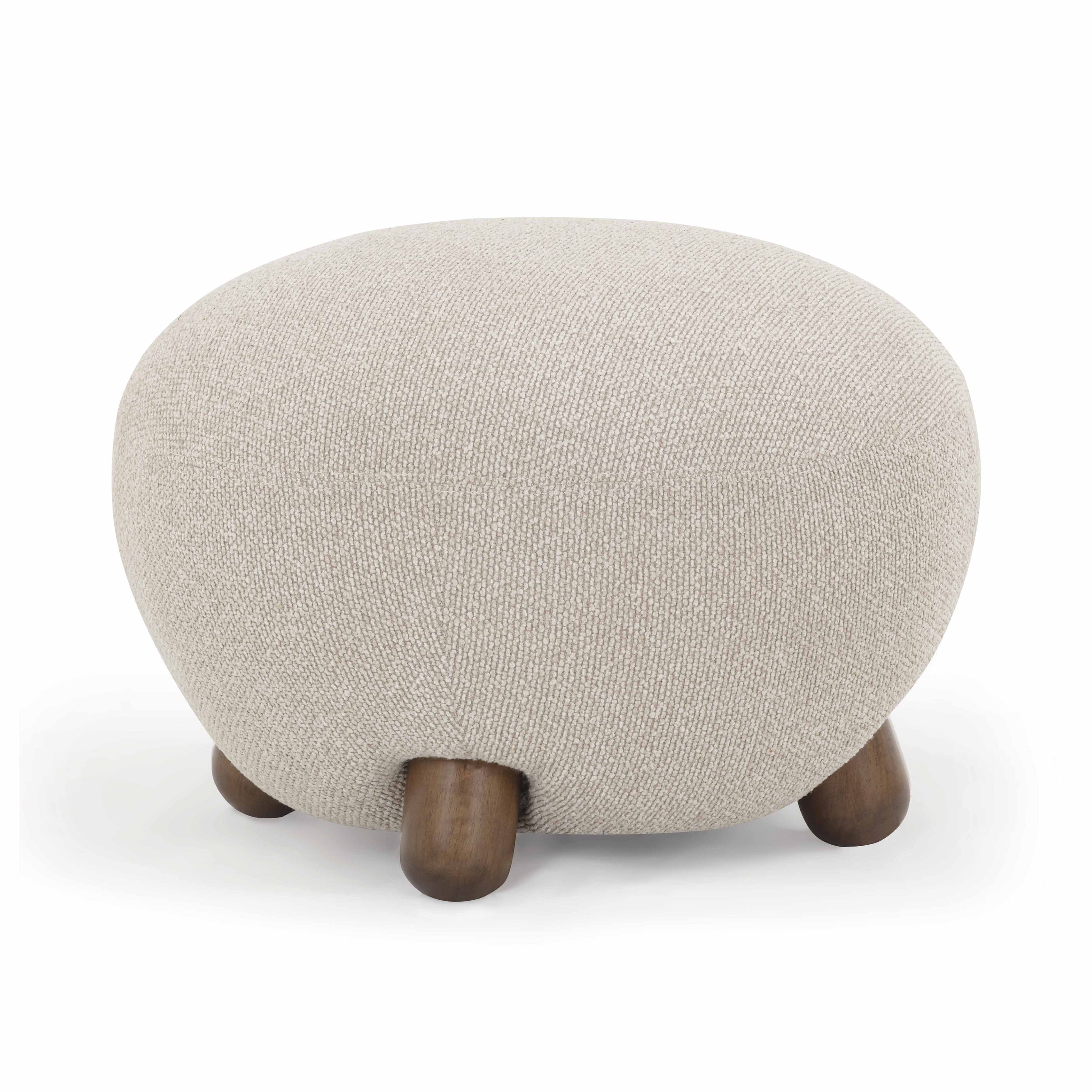 Pucker Warm Grey Performance Boucle Ottoman