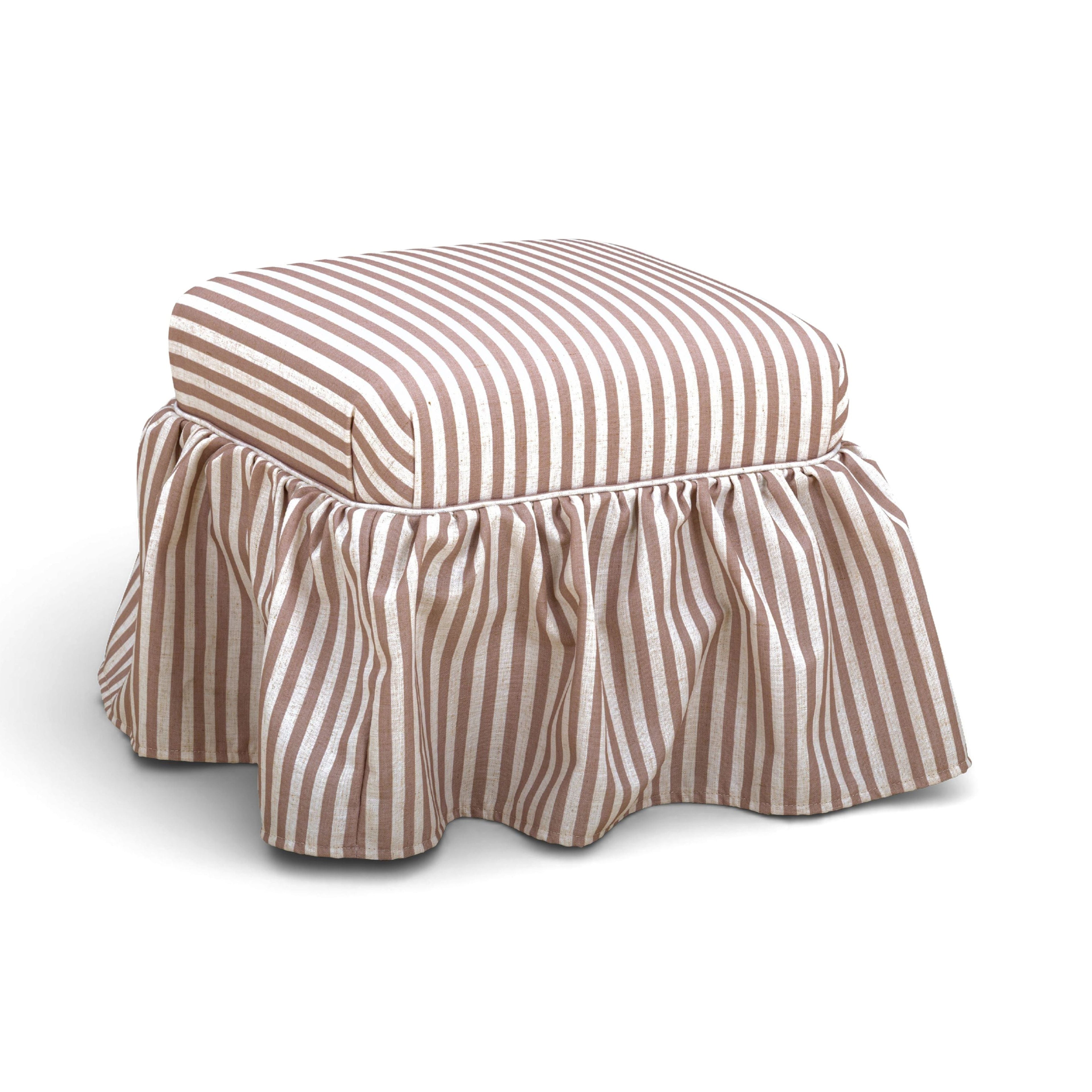 Gertrude Striped Performance Linen Skirted Ottoman