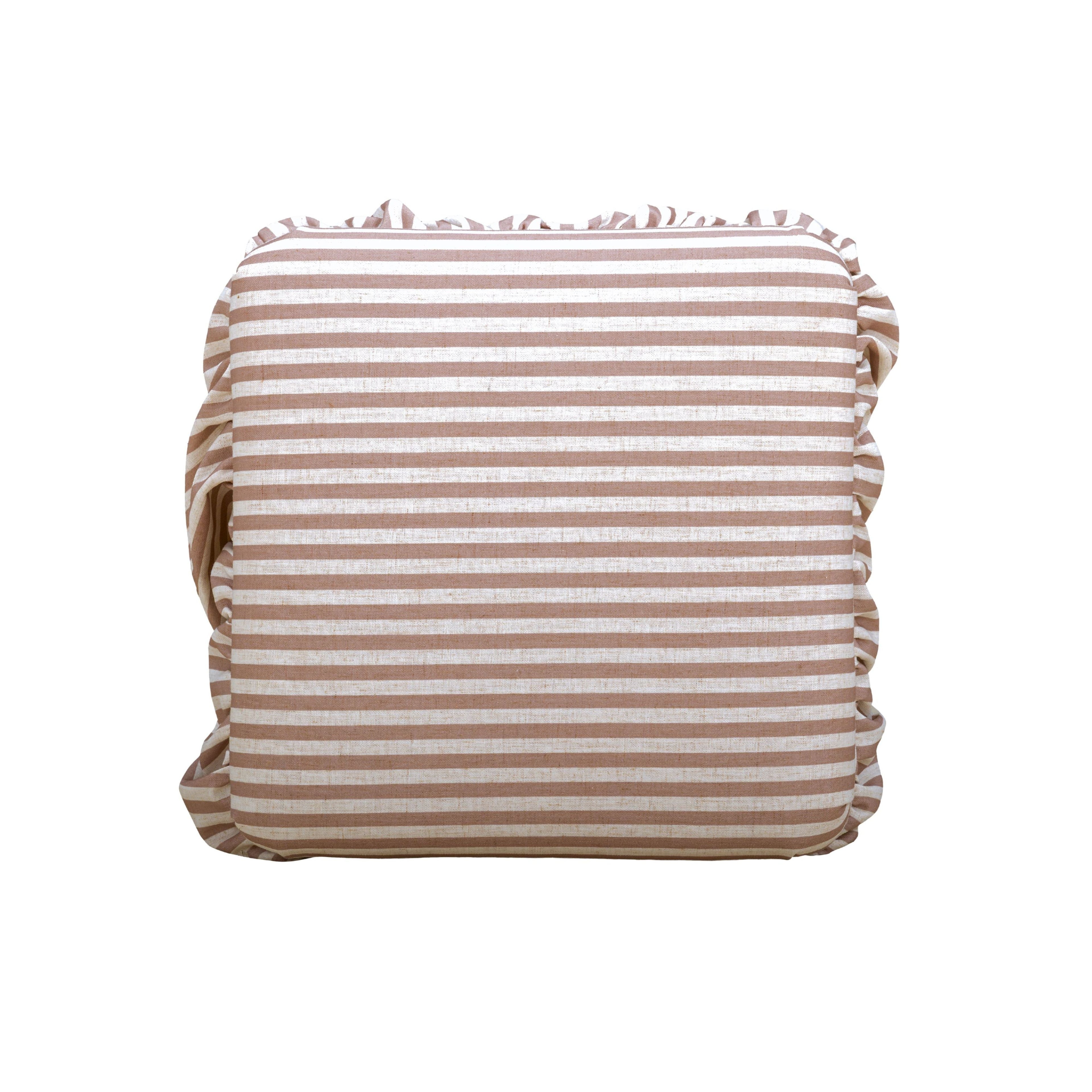 Gertrude Striped Performance Linen Skirted Ottoman