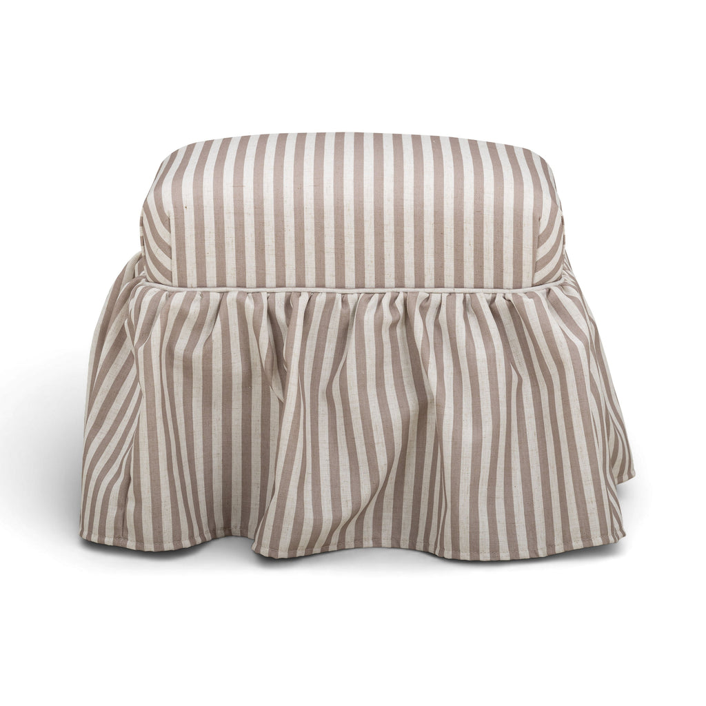 Gertrude Striped Performance Linen Skirted Ottoman