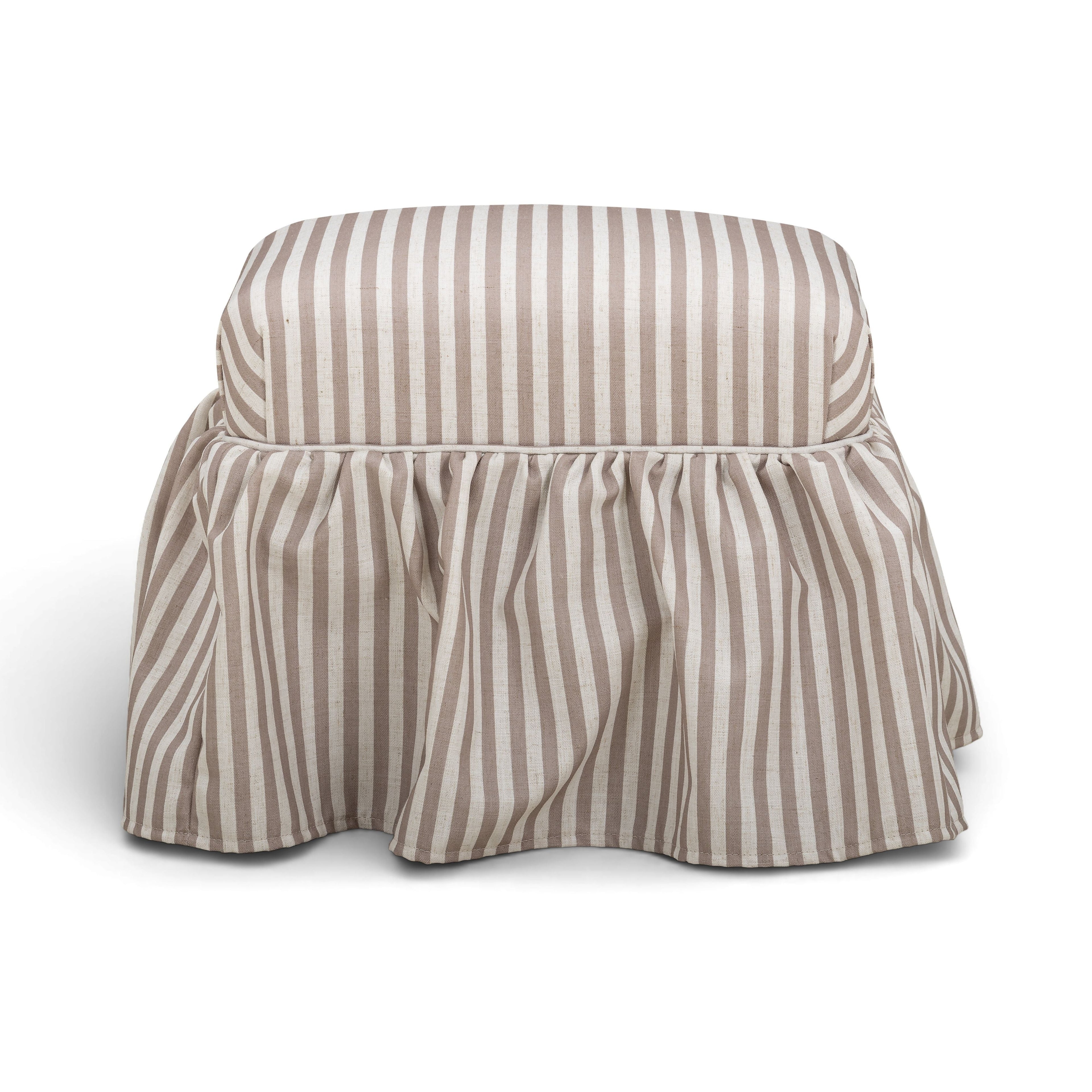 Gertrude Striped Performance Linen Skirted Ottoman