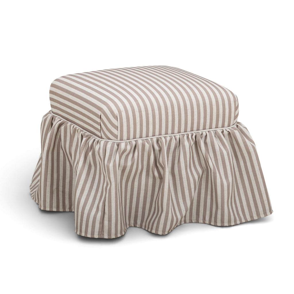 Gertrude Striped Performance Linen Skirted Ottoman
