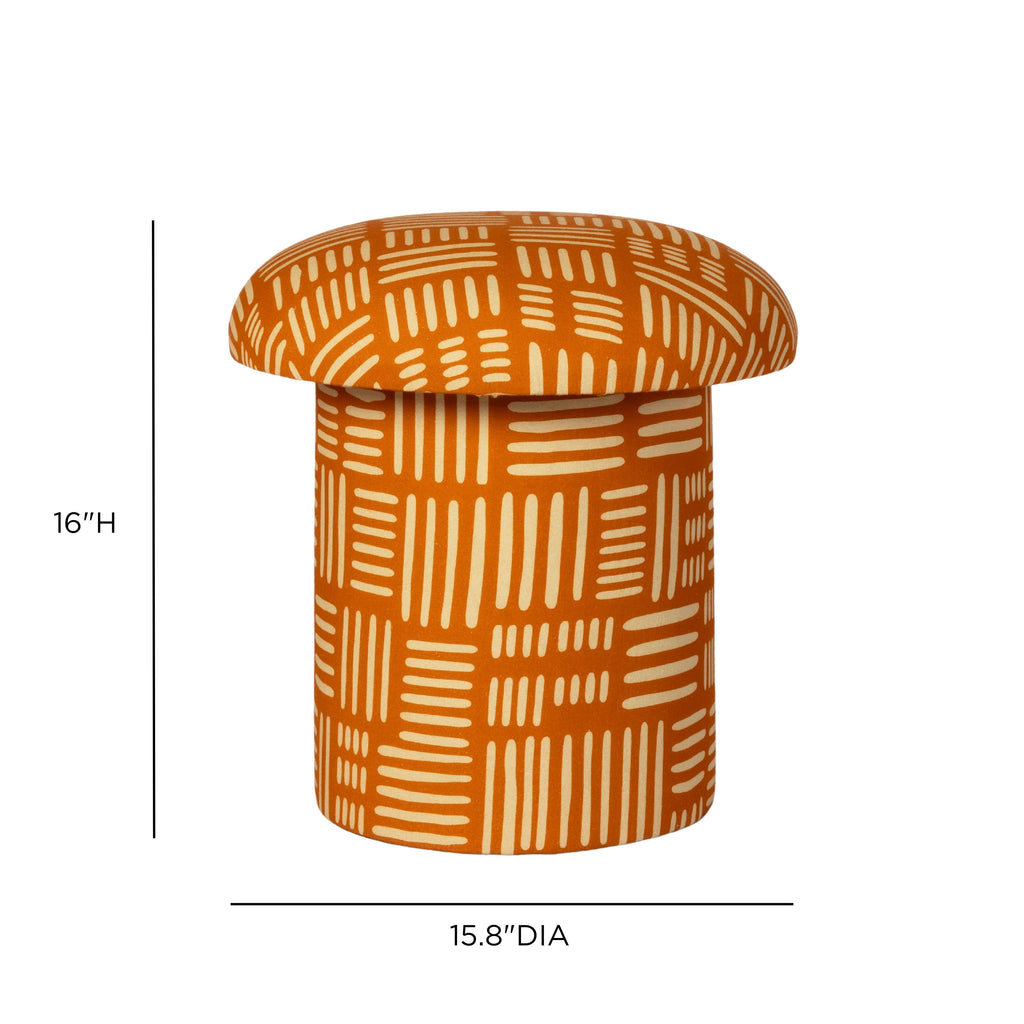 Lucy Rust Orange Tribal Print Mushroom Accent Stool