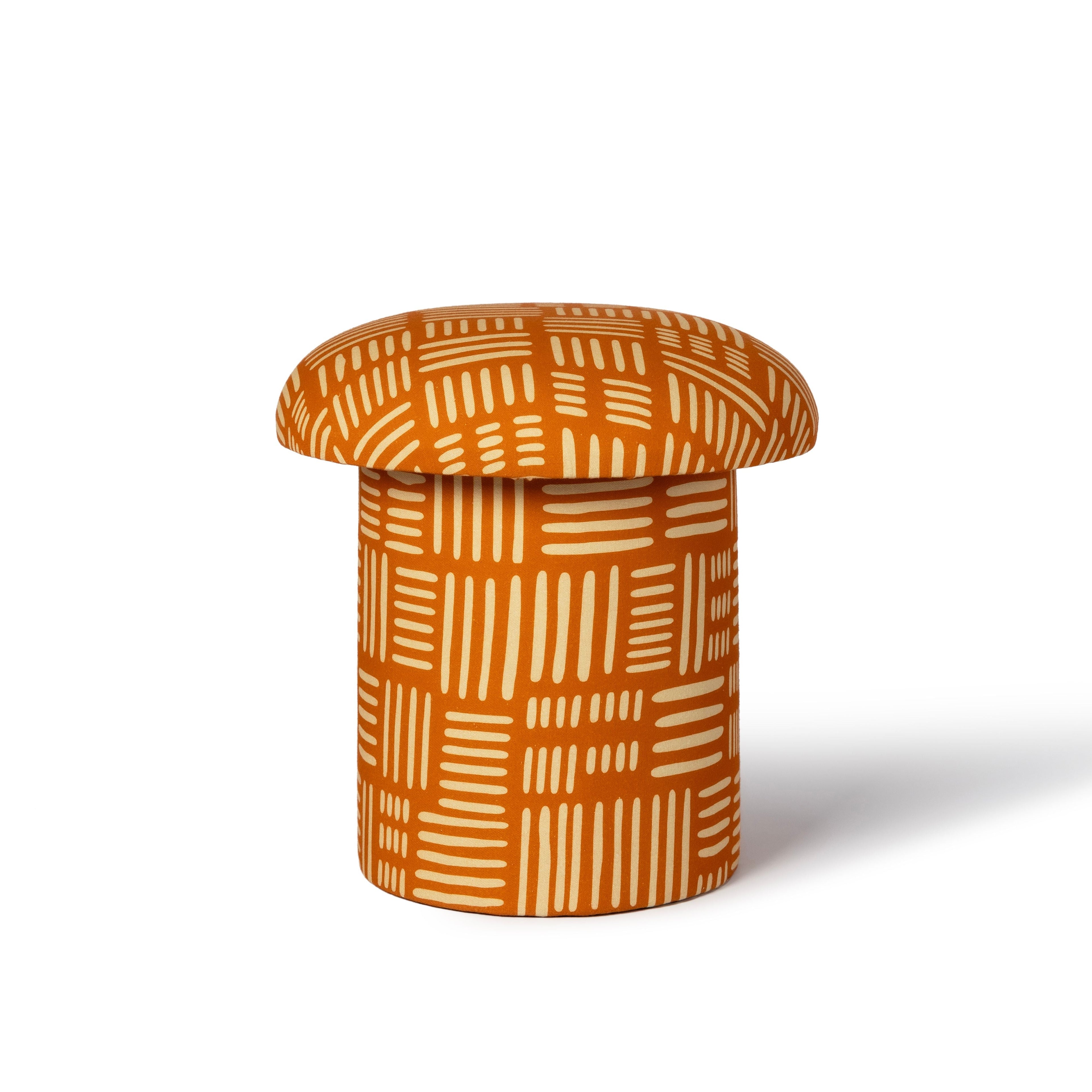 Lucy Rust Orange Tribal Print Mushroom Accent Stool