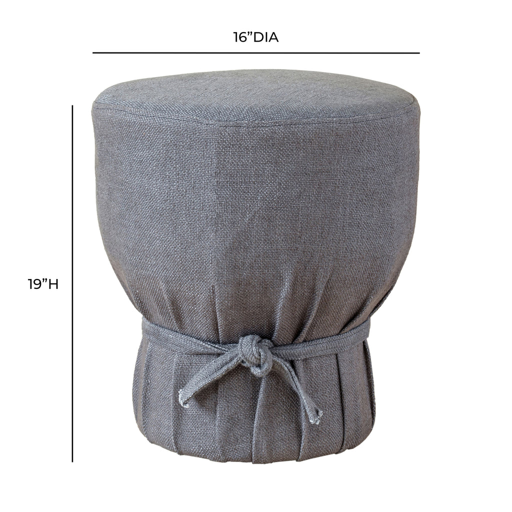 Elsie Grey Linen Upholstered Pouf