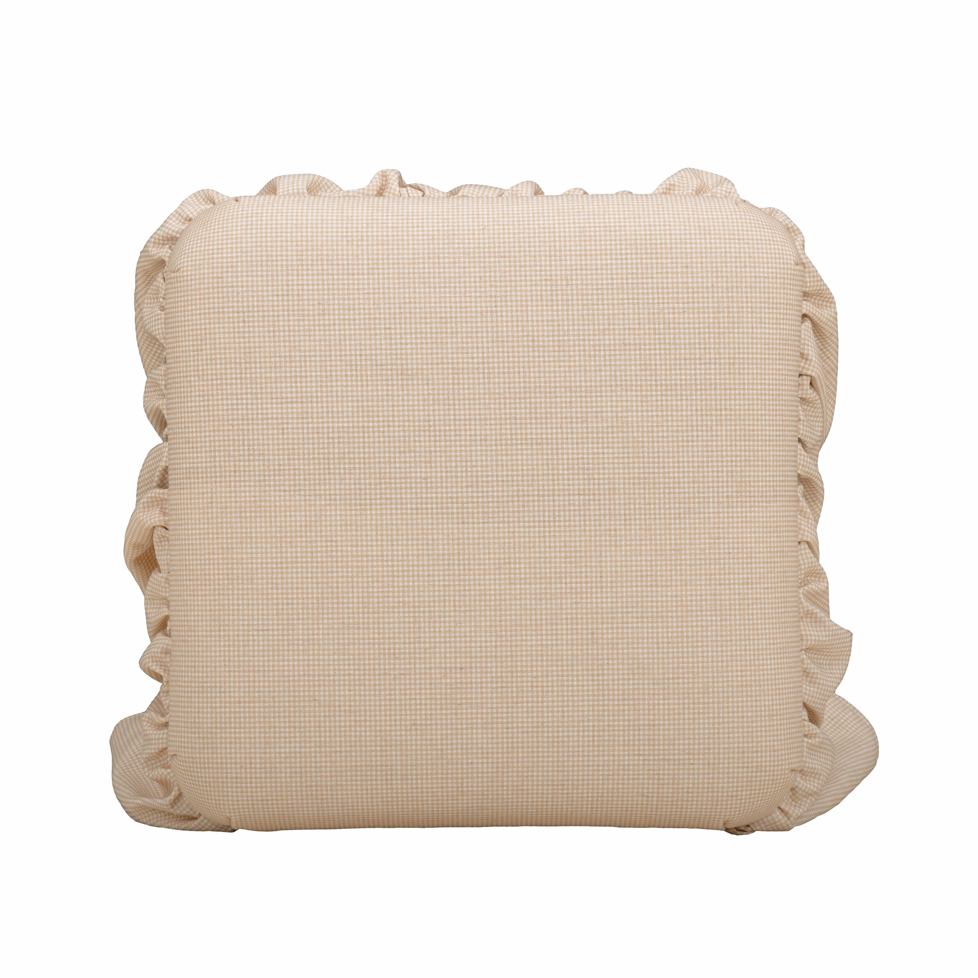 Gertrude Yellow Gingham Performance Linen Skirted Ottoman