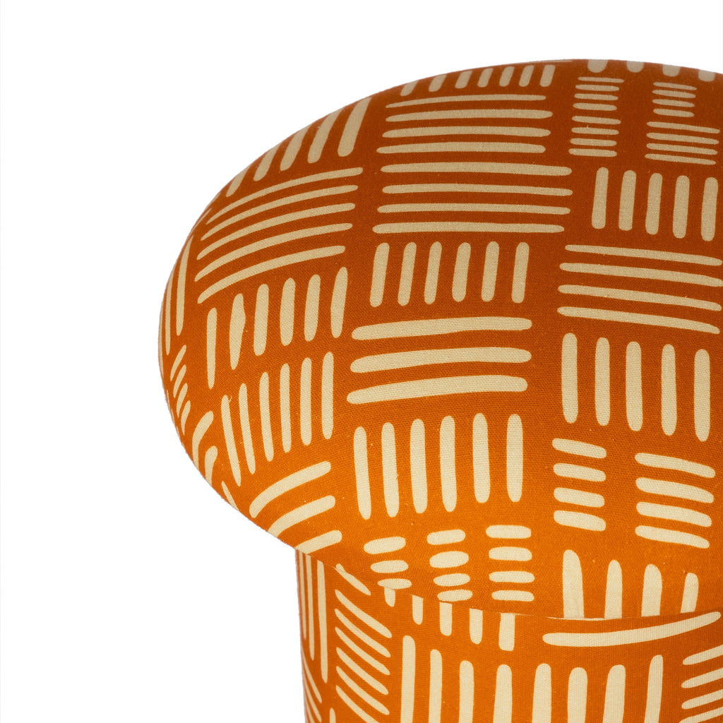 Lucy Rust Orange Tribal Print Mushroom Accent Stool